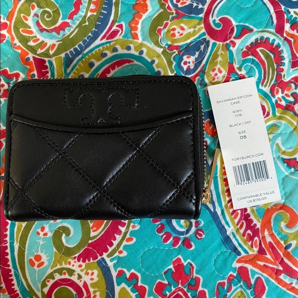Tory Burch Savannah Zip Coin Case w Keychain